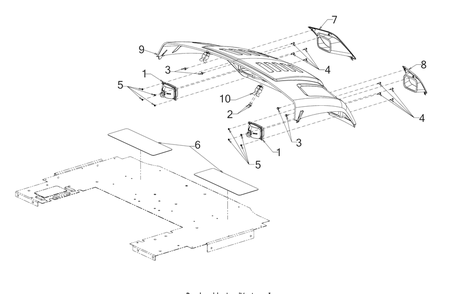 Hood Diagram and Parts List for 747EFI4X4 (37AM487D010)(2017) Cub Cadet Lawn Tractor Accessories